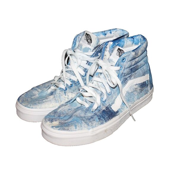 VANS High Top Sneakers Splatter Paint Blue Women’s Size 9 WORN ONCE - Picture 1 of 6